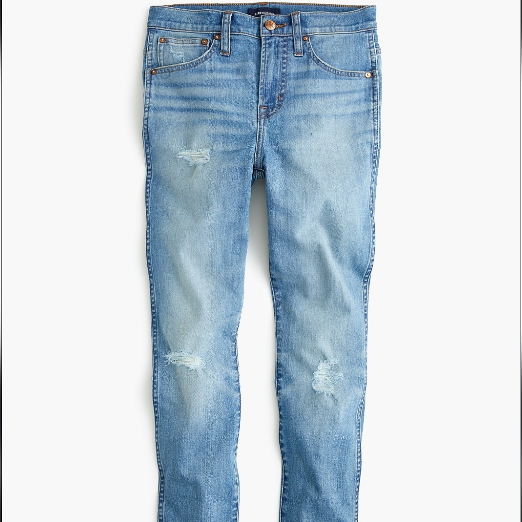 J. Crew Distressed Straight Jeans, Size 24, High-Waisted, Excellent Condition